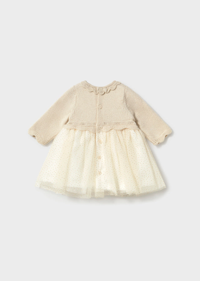 Vestito in tricot con tulle neonata Mayoral