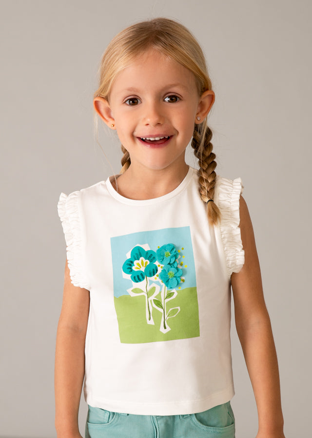 T-shirt fiore giro manica bambina Mayoral