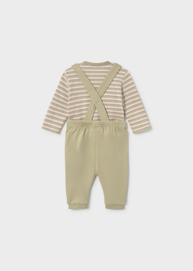 Completo due pezzi salopette e maglia a righe neonato Mayoral