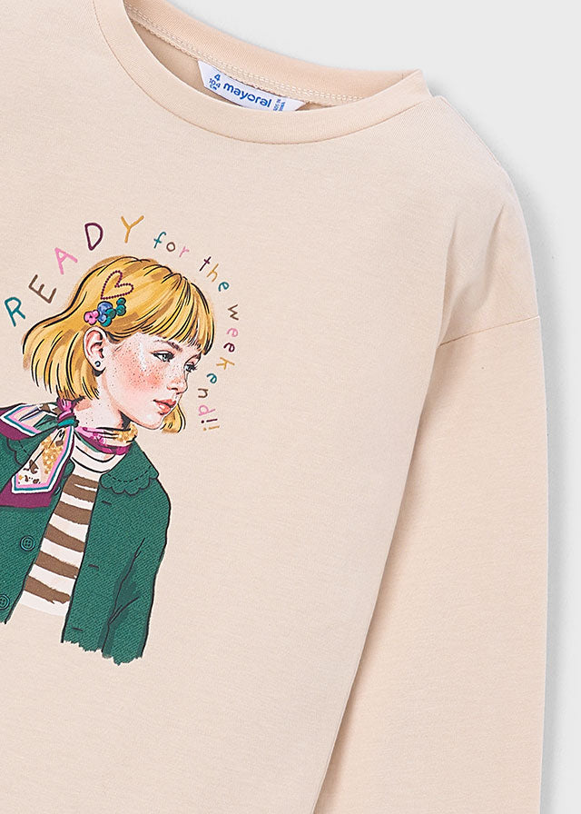 Maglietta manica lunga con foulard bambina Mayoral