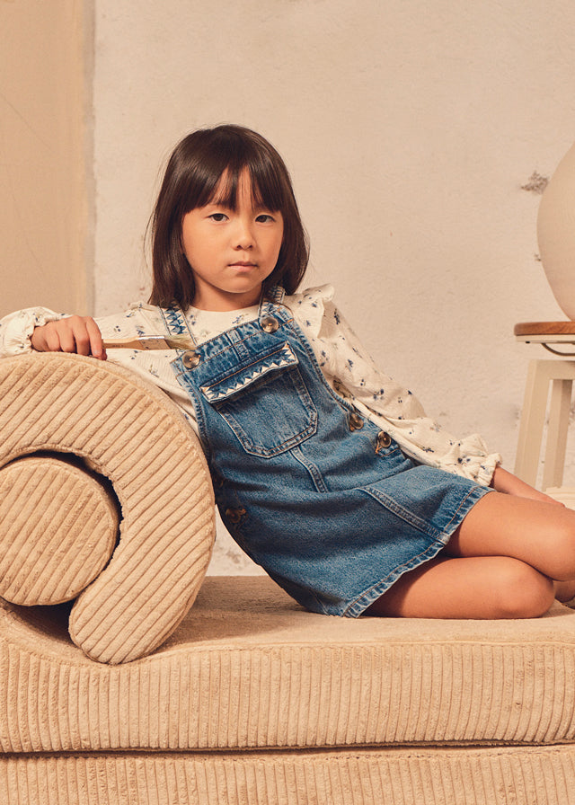 Salopette in jeans ricamata bambina Mayoral
