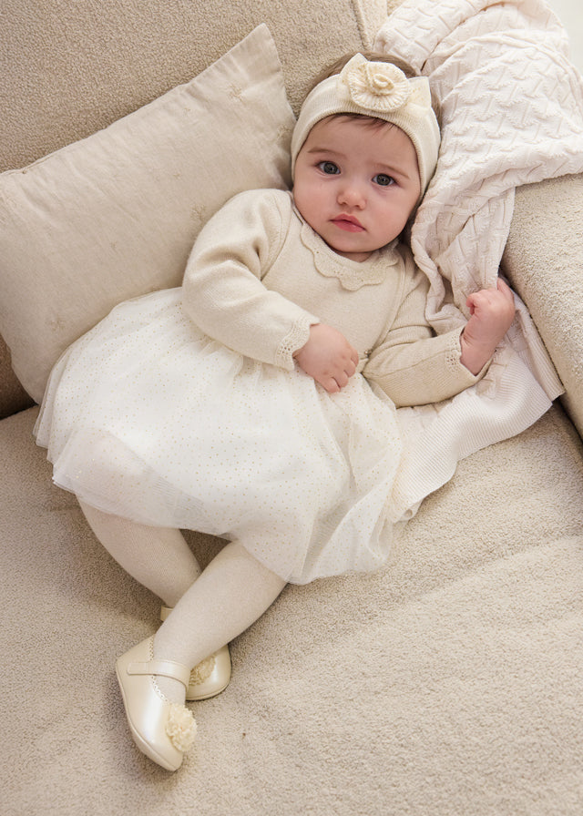 Vestito in tricot con tulle neonata Mayoral