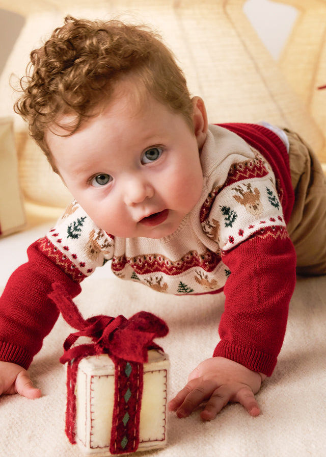 Completo due pezzi con maglione natalizio neonato Mayoral