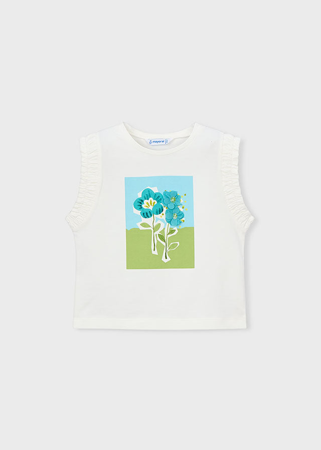 T-shirt fiore giro manica bambina Mayoral