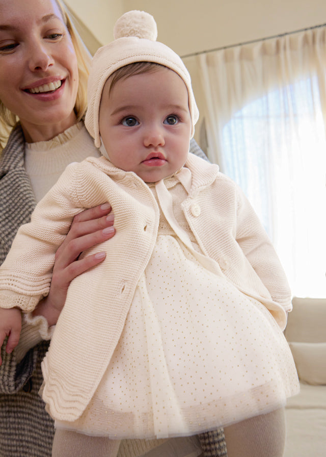 Cappotto in lana con cappuccio neonata Mayoral