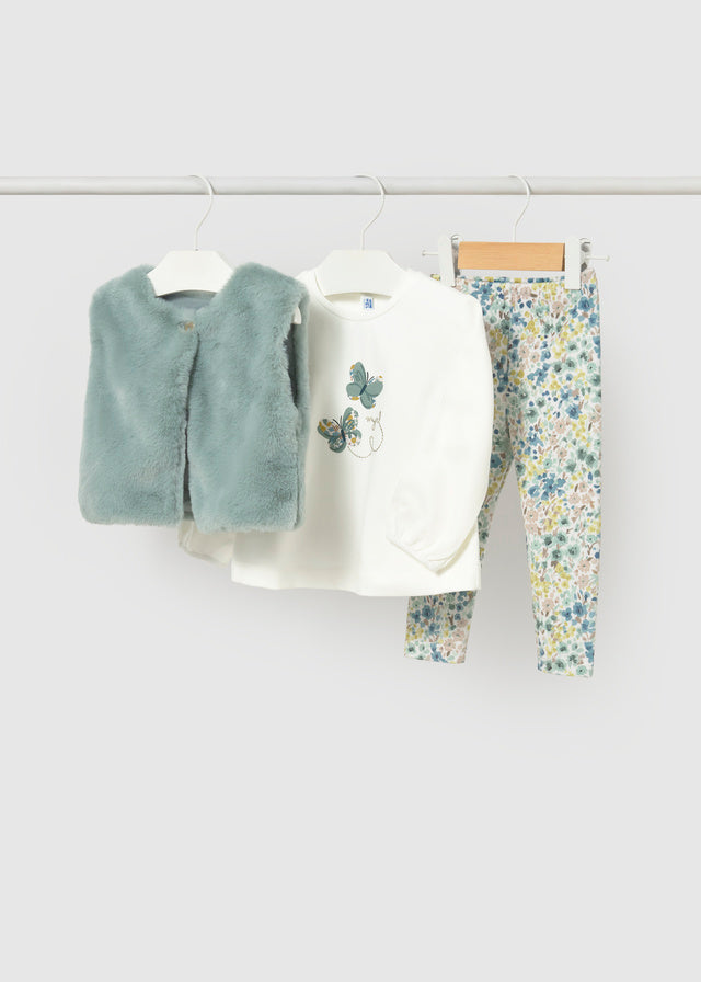Completo leggings gilet 3 pezzi baby girl Mayoral