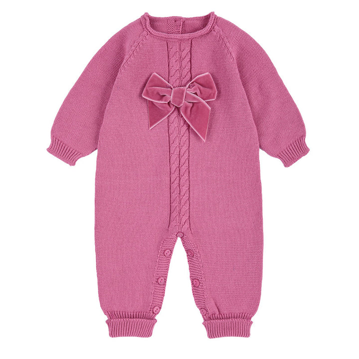 Tutina intera con fiocco in velluto neonata Condor