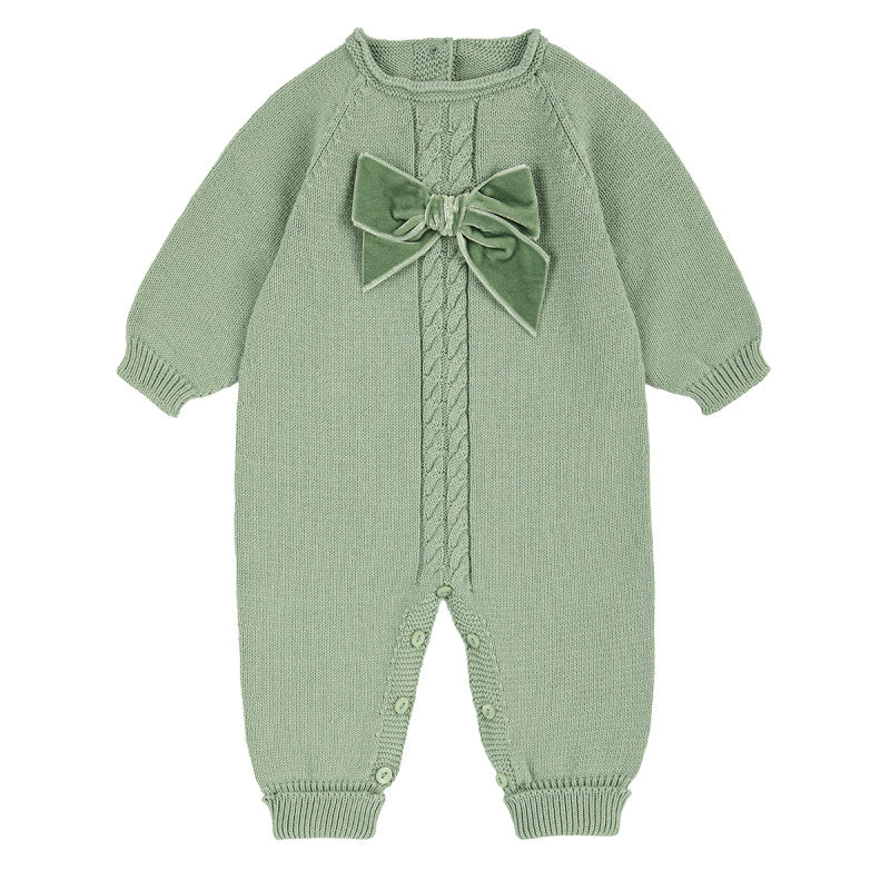 Tutina intera con fiocco in velluto neonata Condor
