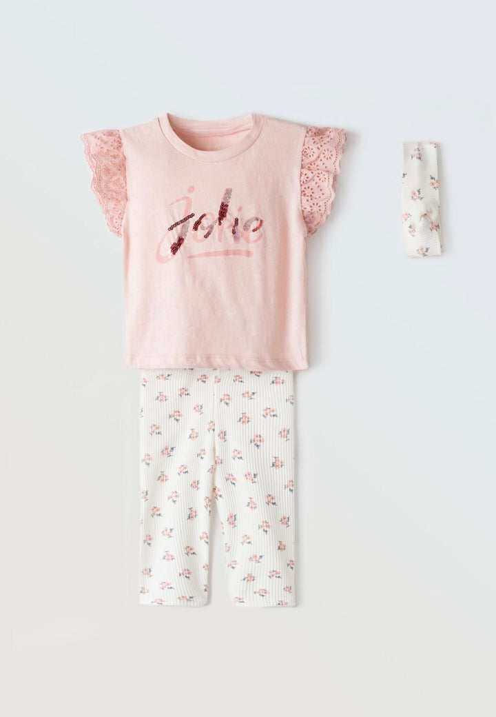 Completo maglietta e leggings con fascia in cotone bambina Ebita