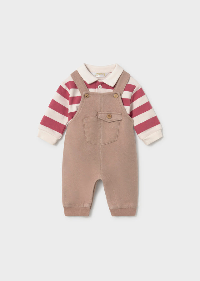 Completo due pezzi salopette e maglia a righe neonato Mayoral