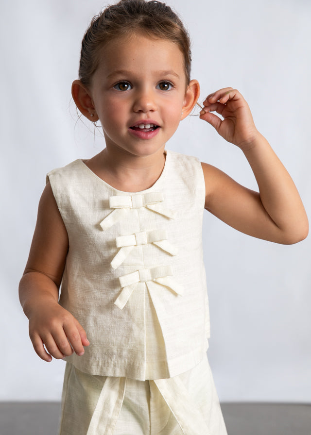 Blusa con fiocchi in lino bambina Mayoral
