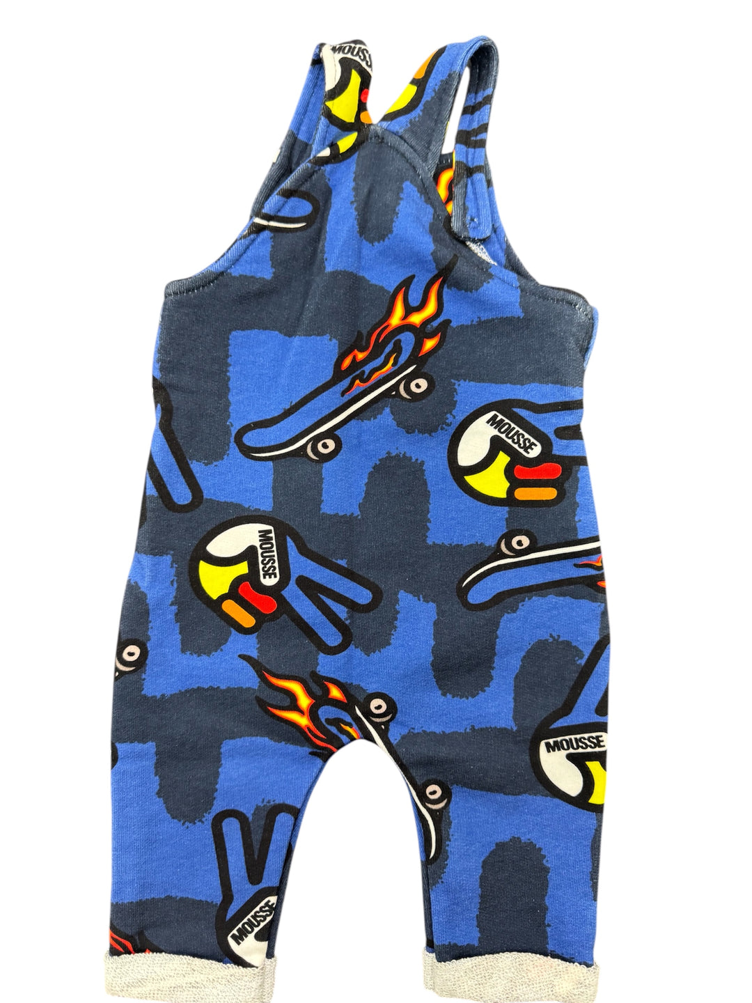 Salopette blu con stampe neonato