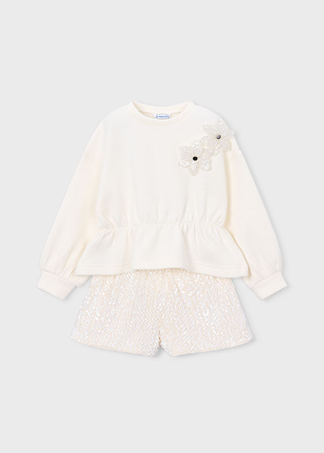 Completo bermuda lustrini bambina Mayoral