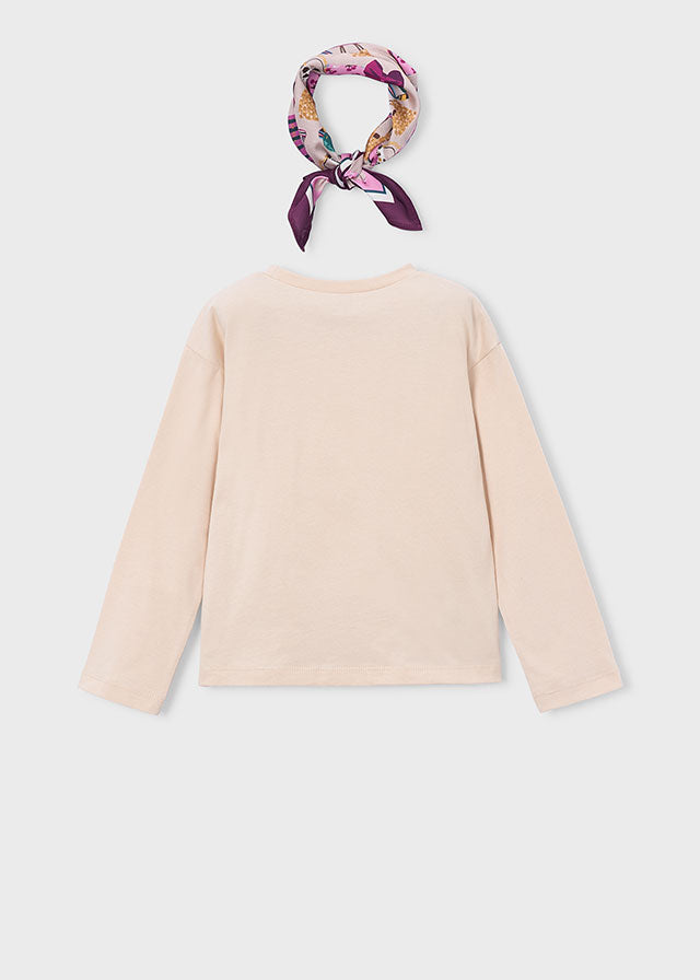 Maglietta manica lunga con foulard bambina Mayoral