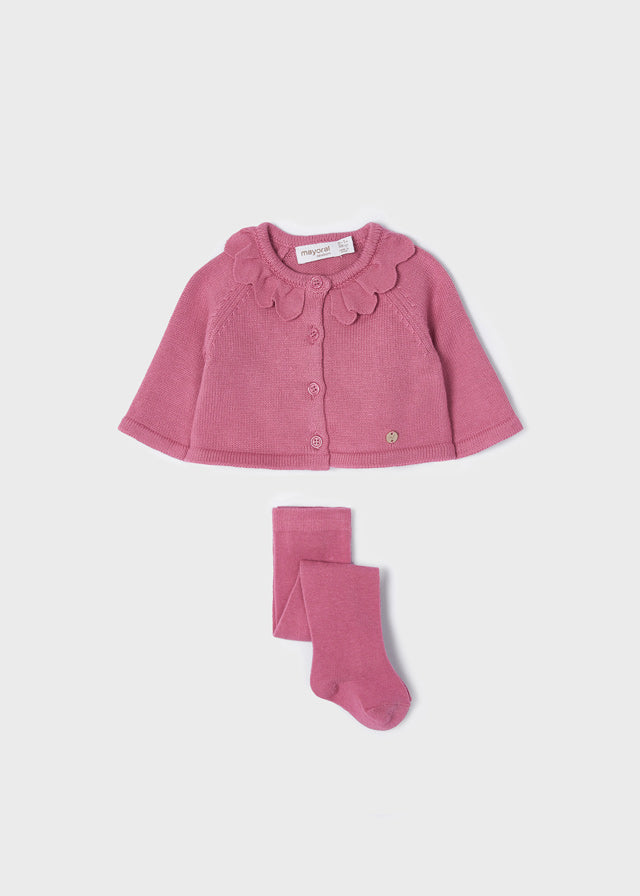 Cardigan lungo tricot con calzamaglia neonata ECOFRIENDS