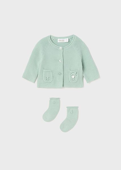 Cardigan tricot con calzini neonata