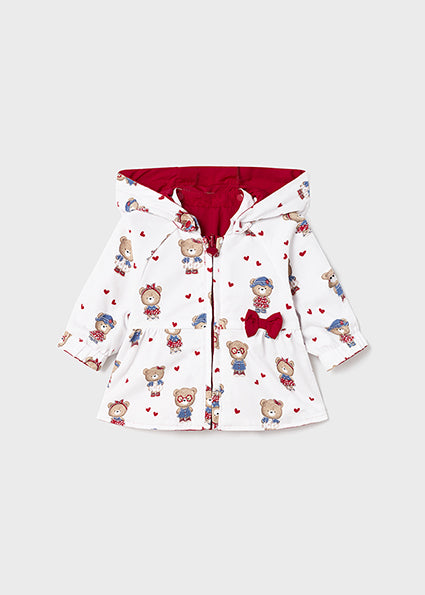 Reversible hooded windbreaker for baby girl