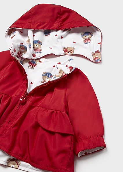 Reversible hooded windbreaker for baby girl