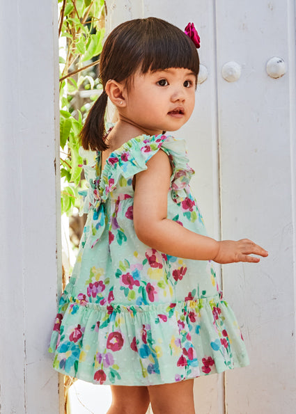 Vestito plumetis stampato cotone baby femmina