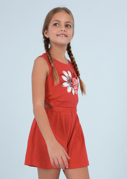 Tuta corta con motivo floreale cotone ragazza