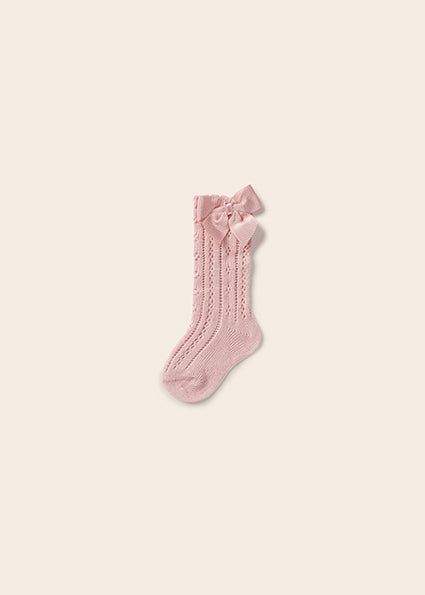 Openwork socks with baby girl bow