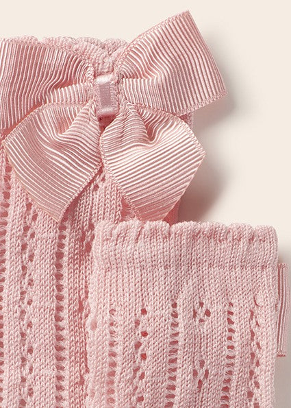 Openwork socks with baby girl bow