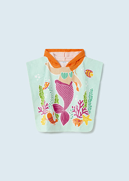 Asciugamano poncho fantasia in cotone sostenibile baby femmina
