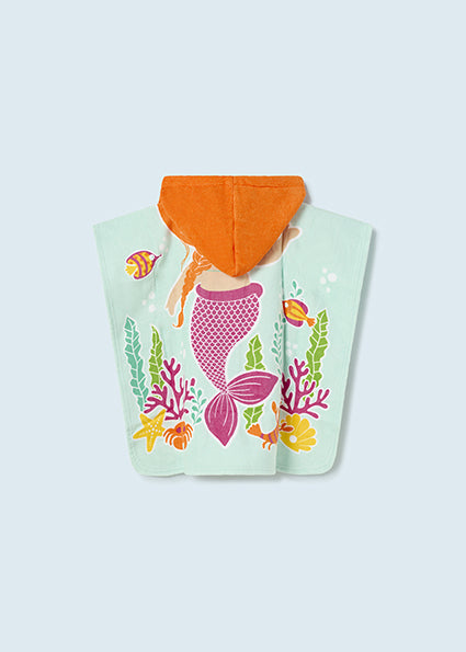 Asciugamano poncho fantasia in cotone sostenibile baby femmina
