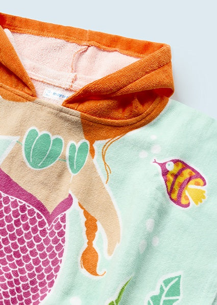Asciugamano poncho fantasia in cotone sostenibile baby femmina